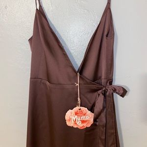 NWT Show Me Your MuMu Mariah Wrap Dusty Plum Luxe Satin Dress